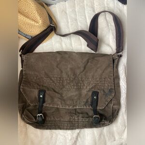 Y2k Messenger Bag American Eagle Brown Adjustable Strap Velcro Unisex Retro